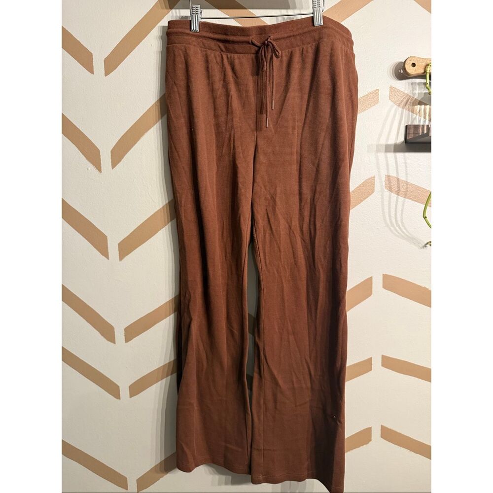 Sunday‎ Best Brown Waffle Knit Drawstring Flared Leg Lounge Pants Size XL